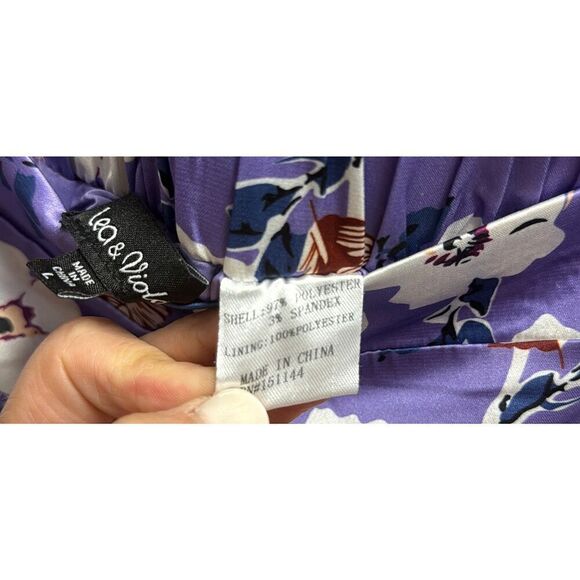 Lea & Viola Purple Floral Wide Leg Satin Pants Size Large NEW - Picture 5 of 6